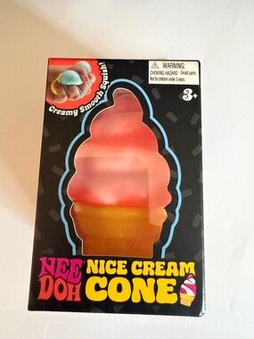 Nice Cream Cone NeeDoh Squishy Toy - Pink & Orange
